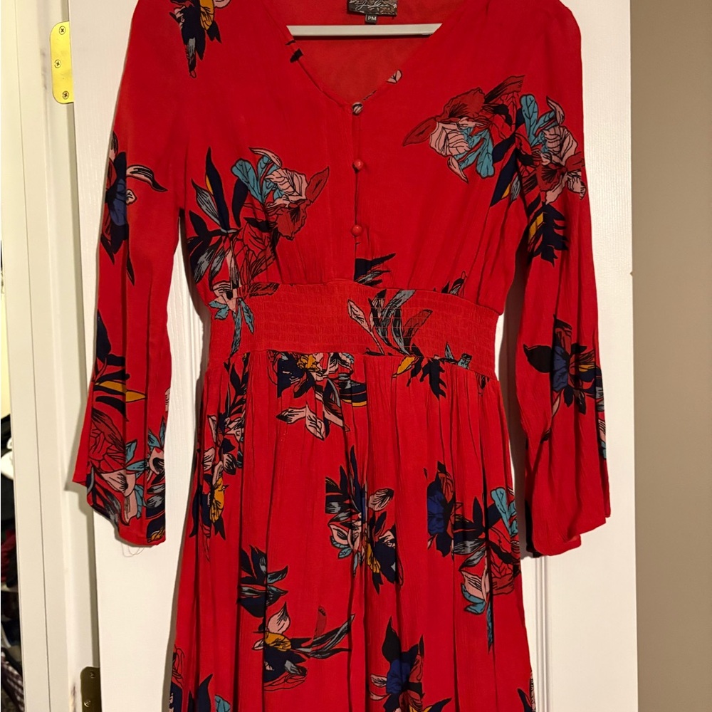 Floral Red Dress